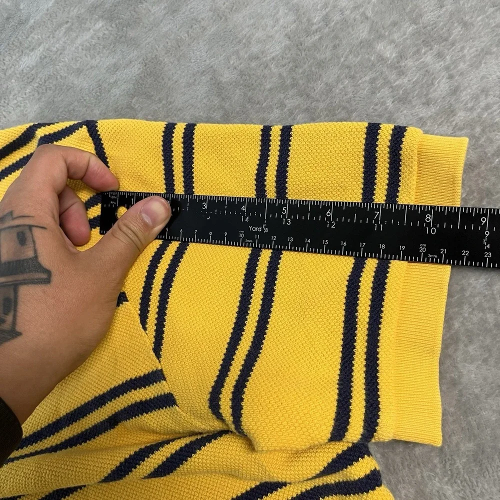 Vintage Polo Ralph Lauren Striped Polo Shirt Mens Large Yellow Logo Cotton EUC
